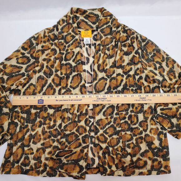 Ruby Rd Top M Leopard Cheetah Animal Print Lightweight Open Front Cardigan Women - Picture 5 of 7